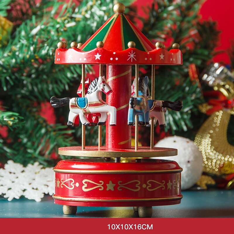 Christmas Gift Carousel Wooden Music Box Birthday Gift Children'S Home Creative Decoration4