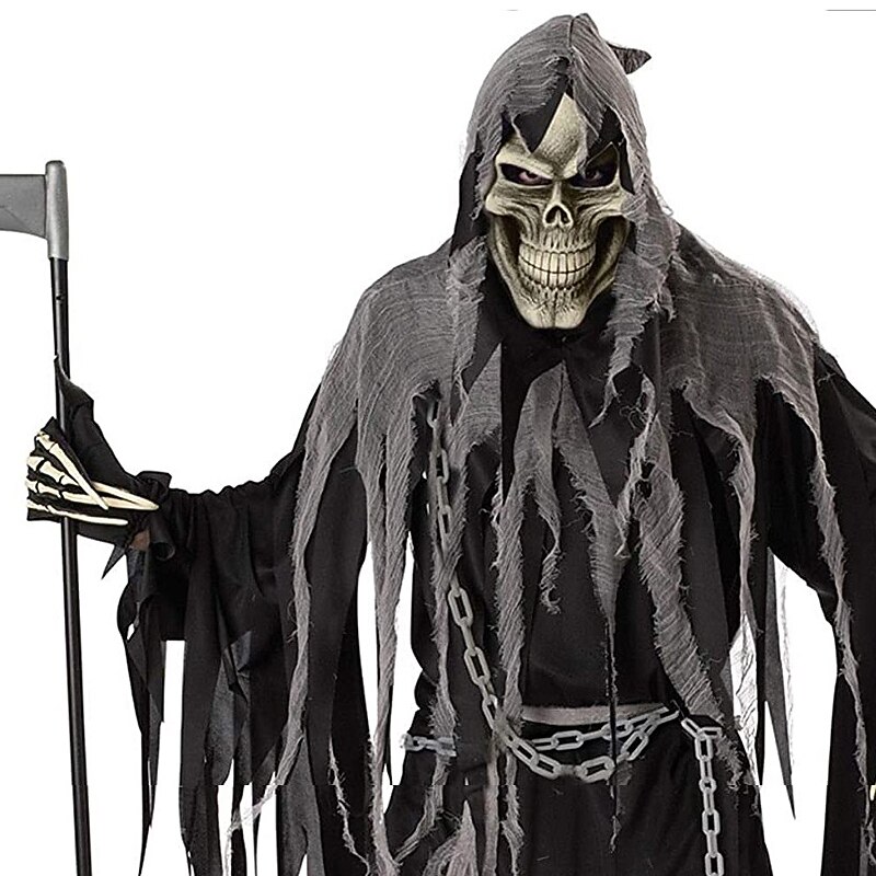 Ghost Ghostface Halloween Cosplay Costume Hooded Cloak Cosplay Adults' Men's Carnival Masquerade Performance Party Halloween Easy Halloween Costumes Dress Up2