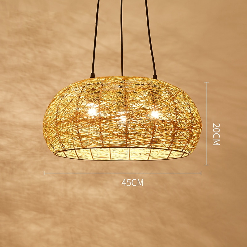 Bamboo Chandelier Retro Rattan E26/E27 Chandelier Ceiling Lighting is Applicable to Living Room Bedroom Restaurant Cafe Bar Restaurant Club 110-240V4