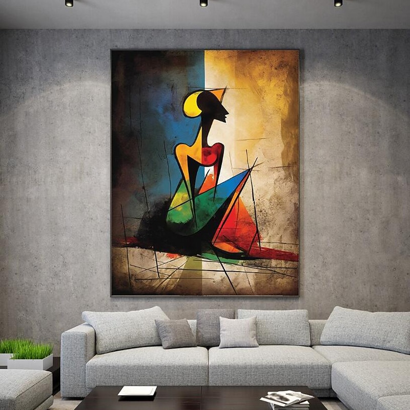 Hand Painted Abstract Painting Texture Girl Original Oil Paintings on Canvas as Personalized Gift Modern Wall Decor Fashion Girls Rolled Canvas (No Frame)4
