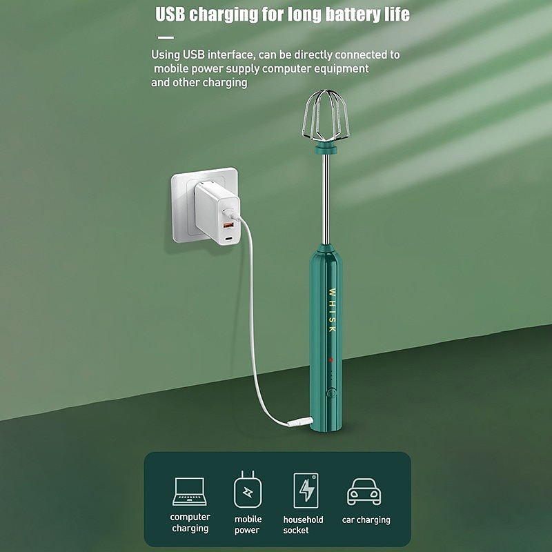 USB Rechargeable Electric Stirrer Milk Coffee Frother Foamer Handheld Egg Beater Kitchen Tool 5