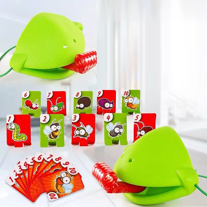 Frog Mouth Tongue Board Game Toys Blowing Music Chameleon Lizard Mask Parent-child Puzzle Game Props3