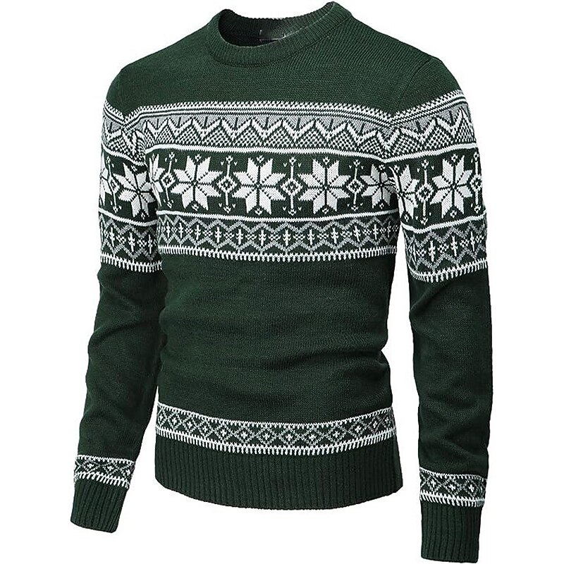 Ugly Christmas Sweater Men's Sweaters Snowflake Knitting Print Pullover Jumper New Years Eve Sweater Outdoor Daily Long Sleeve Crewnecks Red Navy Blue Green Fall Winter S M Ls4