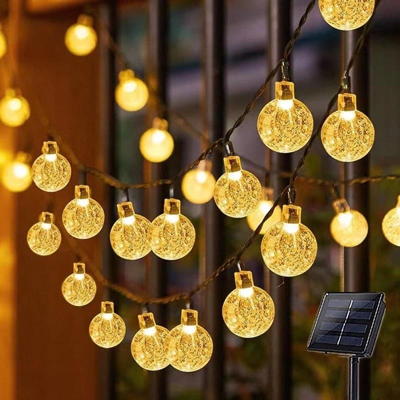 1pc 5M-30LED Outdoor Solar Bubble Ball Light String, Ground Insertion Light String, Outdoor Waterproof ,Halloween Decorations Lights Outdoor, Waterproof Solar Patio Lights With Remoted Control