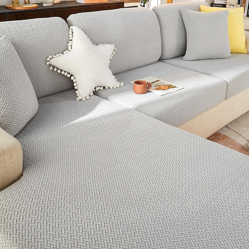 Stretch Sofa Seat Cushion Cover Slipcover, Magic Sofa Cover Couch Armchair Loveseat 4 or 3 Seater Grey Black Red Soft Durable Washable4