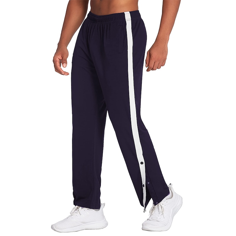 Men's Sweatpants Tear Away Pants Trousers Straight Leg Sweatpants Pocket Elastic Waist Plain Comfort Breathable Outdoor Daily Going out Fashion Casual Black Dark Blue4