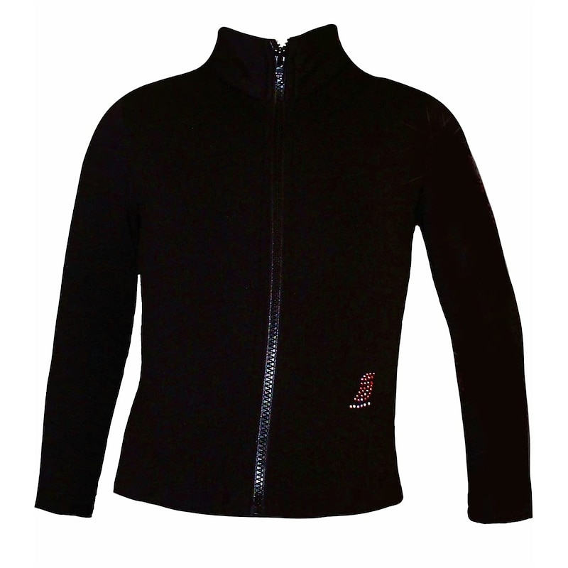 Figure Skating Fleece Jacket Women's Girls' Ice Skating Jacket Top Black Stretchy Training Competition Skating Wear Thermal Warm Crystal / Rhinestone Long Sleeve Ice Skating Figure Skating2