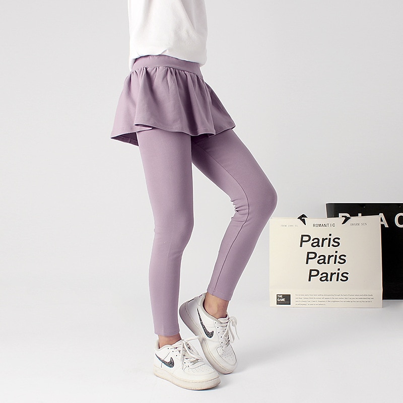 Kids Girls' Leggings Solid Color Active Training 7-13 Years Spring Date red Meat powder Black4