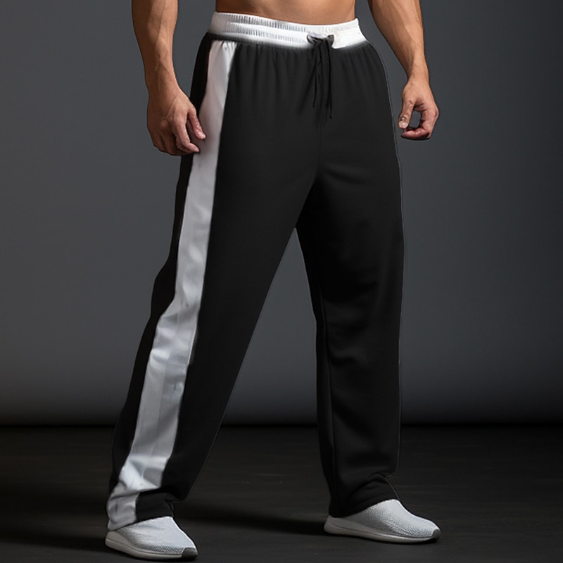 Men's Sweatpants Joggers Wide Leg Sweatpants Trousers Pocket Drawstring Elastic Waist Color Block Comfort Breathable Outdoor Daily Going out Fashion Casual Black Dark Gray3