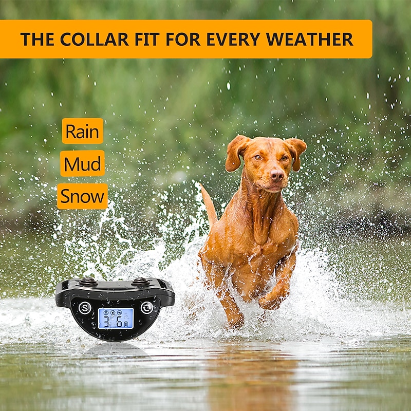 No shock Auto anti-bark collar for dogs and cats IP65 waterproof LCD screen to check power level two anti-barking modes2
