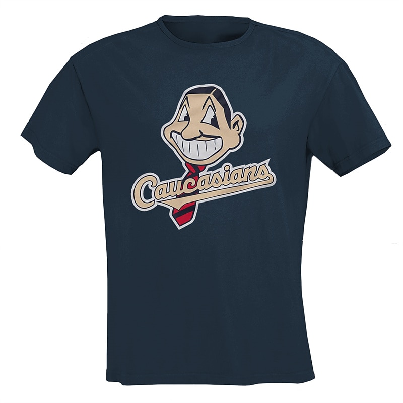 Men's Short Sleeve Graphic T-Shirt | "Caucasians" Satirical Baseball Mascot Parody Humor Tee4