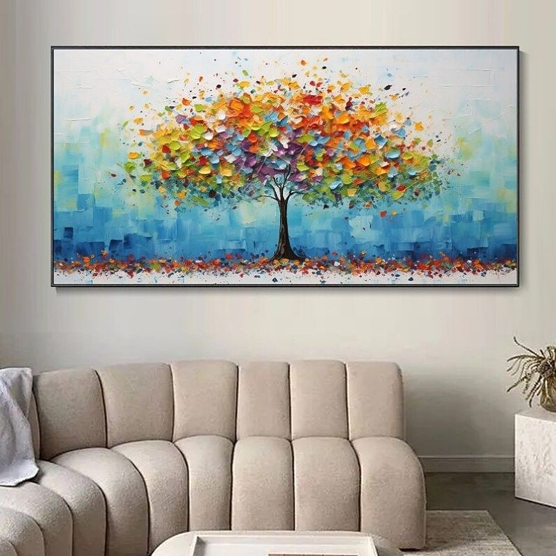 Handmade Oil Painting Canvas Wall Art Decoration Modern Living Room Sofa Background Wall Money Tree for Home Decor Rolled Frameless Unstretched Painting4