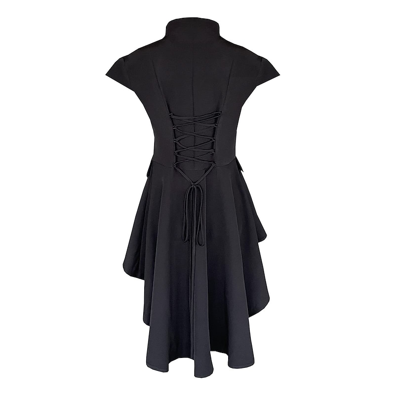 Retro Vintage Punk & Gothic Medieval Tailcoat Trench Coat Witch Cosplay Solid Colored Fancy Dress Women's Steampunk Walpurgis Night Halloween Carnival Masquerade Adults' Coat3