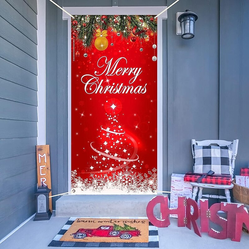Christmas Door Decorations Decorations Door Covers Door Tapestry Door Curtain Decoration Xmas Backdrop Door Banner for Front Door Holiday Party Decor Supplies