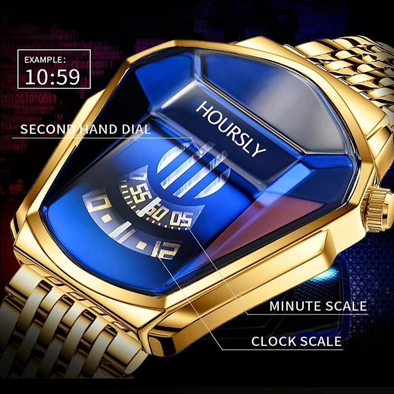 Luxury Men's Quartz Watch Hoursly Trend Cool Men's Wrist Watch Stainless Steel Technology Fashion Quartz Wrist Watch For Men Relogio Masculino2