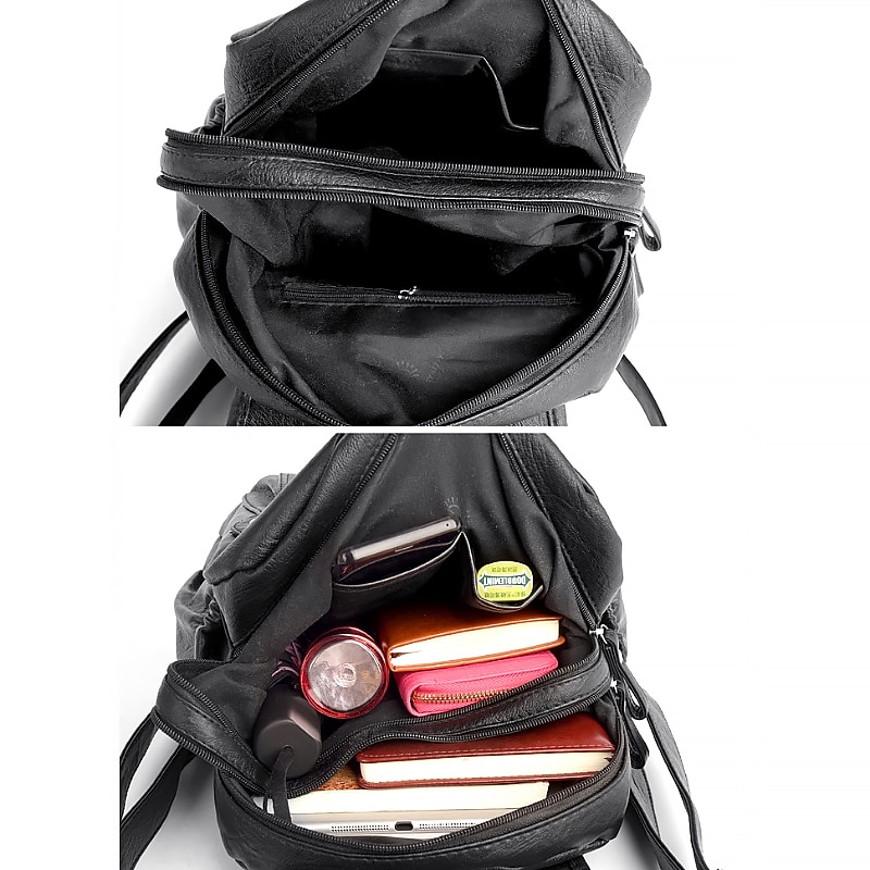 Large Capacity PU Leather Backpack for School and Travel - Stylish and Durable, Perfect for Students, Back to School3