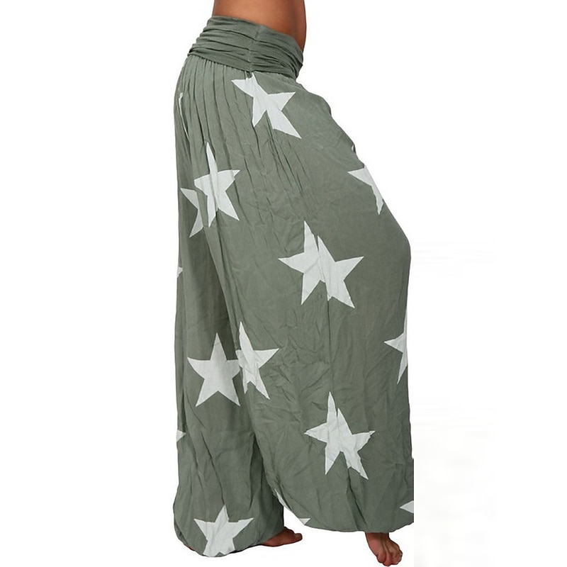 Women's Chinos Bloomers Harem Pants Fashion Streetwear Full Length Mid Waist Star Baggy Printing Comfort Breathability Soft Micro-elastic Vacation Street Daily Light Blue Light Green Coffee Fall4