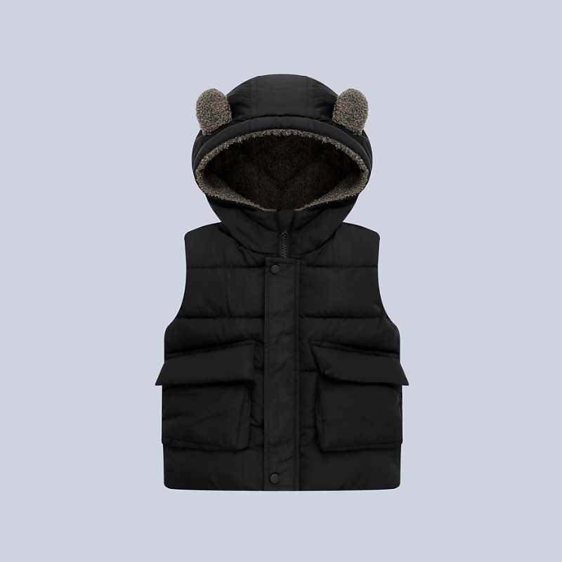 Toddler Boys' Puffer Jacket Outerwear Solid Color Sleeveless Coat Outdoor Cool Adorable Daily Black Green Beige Fall Winter 3-7 Years3