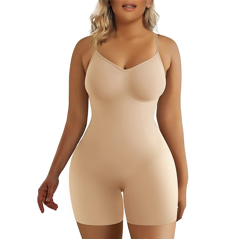 Women's Plus Size Bodysuits Body Shaper Pure Color Fashion Hot Vacation Gyms Nylon Breathable Straps Sleeveless Backless Summer Spring Home Outfits