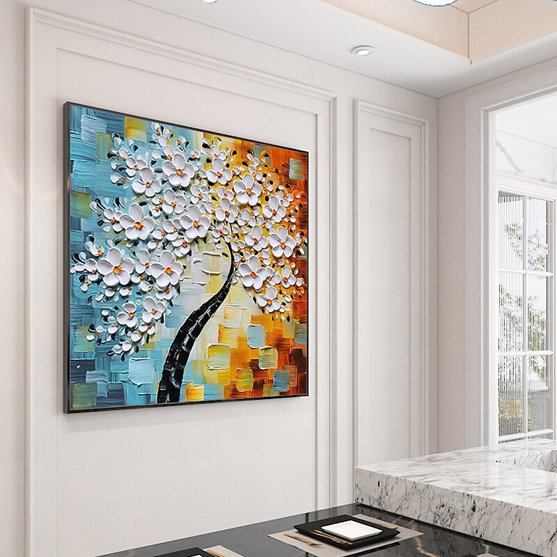 Mintura Handmade Thick texture Flowers Oil Paintings On Canvas Wall Art Decoration Modern Abstract Tree Picture For Home Decor Rolled Frameless Unstretched Painting3