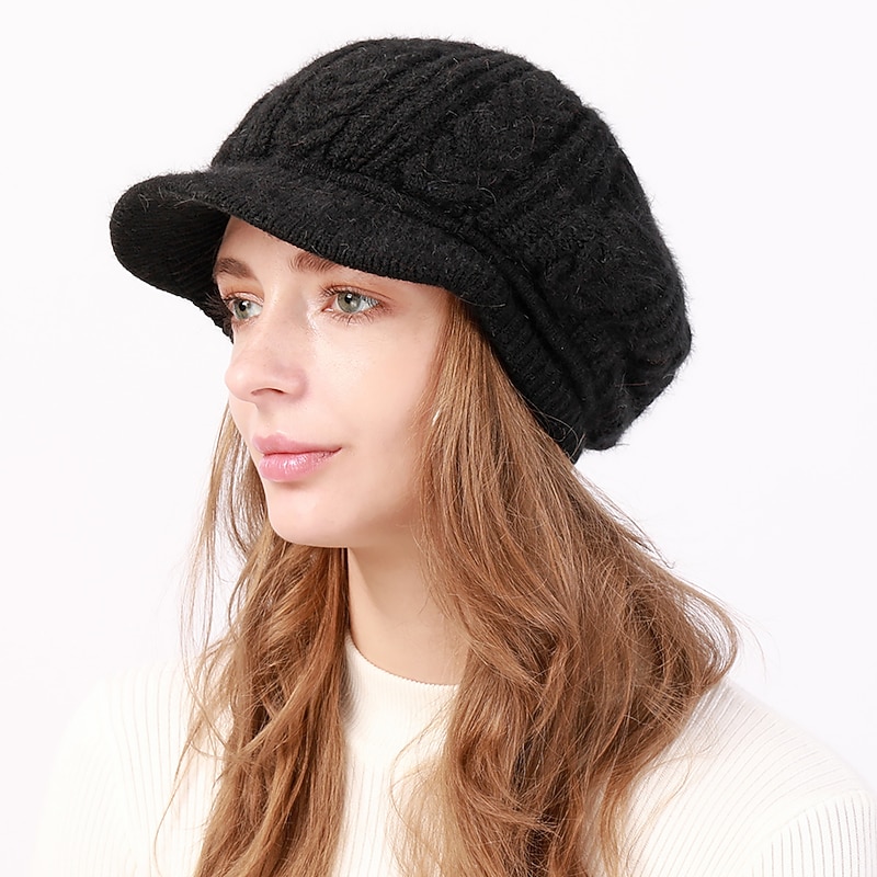 Women's Slouchy Beanie Hat Beret Hat Home Daily Holiday Solid / Plain Color Knit Casual Nordic Style Casual / Daily 1 pcs4