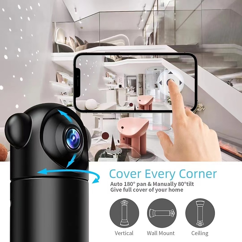 HD 1080 WiFi wireless camera rotates 360 degrees mobile phone remote night vision home indoor monitor4