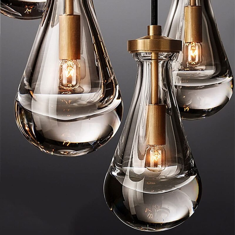 LED Pendant Lights Brass Glass Kitchen Island Lighting Modern Farmhouse Foyer Entryway Light Fixtures Ceiling Hanging Light Over Table Cord Adjustable 1PCS 110-240V2