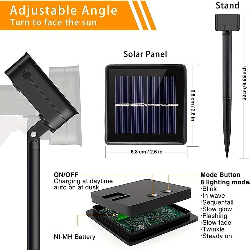 1pc LED Solar Light, Outdoor Waterproof 8Modes Fairy Garland String Lights, Solar Lamp Wedding New Year Holiday Decoration For Christmas Tree Party Garden Outdoor, Halloween Decorations Lights Outdoor4