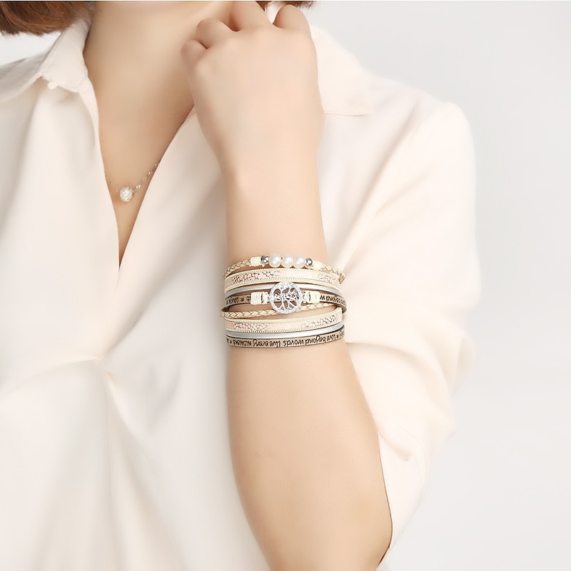 Women's Loom Bracelet Layered Tree of Life Weave Punk Fashion Personalized Elegant Holiday Leather Bracelet Jewelry Brown For Gift Holiday Date Festival2