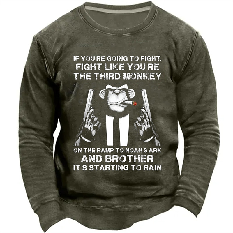 Men's Letter Graphic Prints Funny Sweatshirts Sweatshirt Pullover Long Sleeve Sweatshirt Crew Neck Cool Daily Classic 3D Print Holiday Going out Streetwear Print Spring &  Fall3