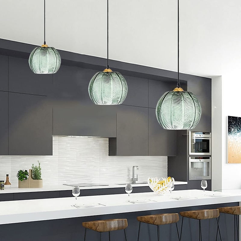 LED Pendant Lights Green Glass Pendant Lighting for Kitchen Island Kitchen Lights Ceiling 1 Pack 110-240V4