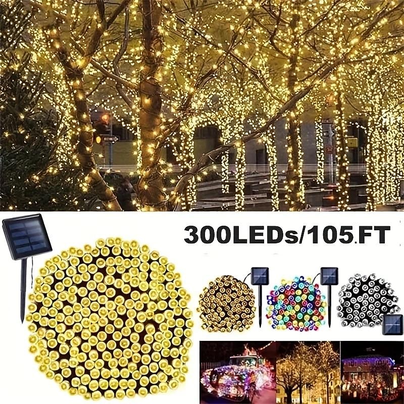 Elegant Wedding Party Reception Solar Outdoor String Lights – 6.5M-30M, 30-300 LEDs, 8 Functions for Home Garden Decor2