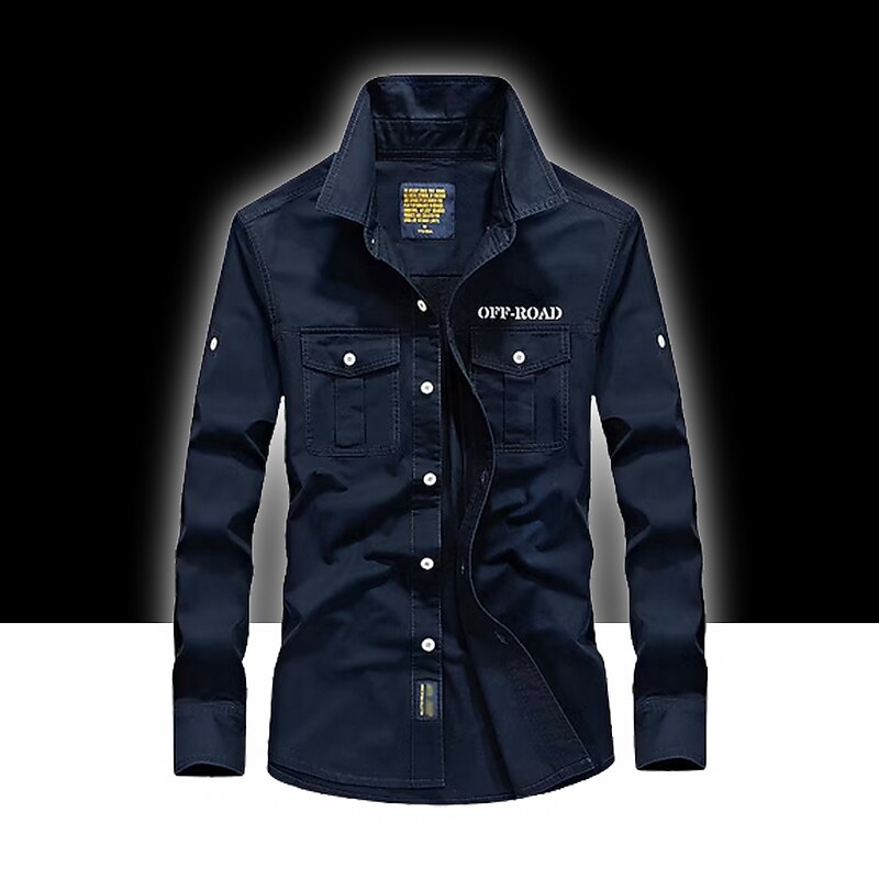 Men's Hiking Shirt / Button Down Shirts Long Sleeve Shirt Top Outdoor Ventilation Multi-Pockets Breathable Quick Dry Summer Classic Cotton Army Green Khaki Blue Camping / Hiking Hunting Fishing2