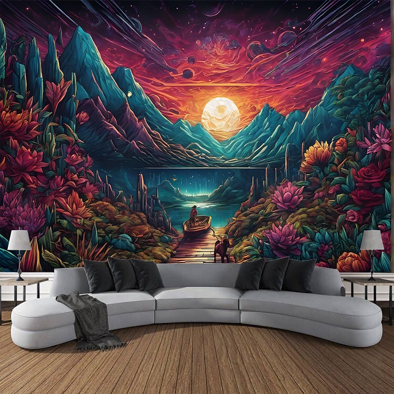 Psychedelic Abstract Forest Hanging Tapestry Wall Art Large Tapestry Mural Decor Photograph Backdrop Blanket Curtain Home Bedroom Living Room Decoration4