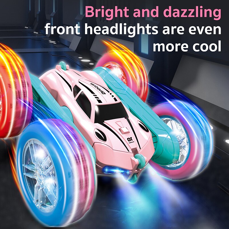 2.4g Remote Control Stunt Car Four-Wheel Drive Double-Sided Car Twist Arm Fancy Tumbling Light Tire Children's Toy Car Rc3