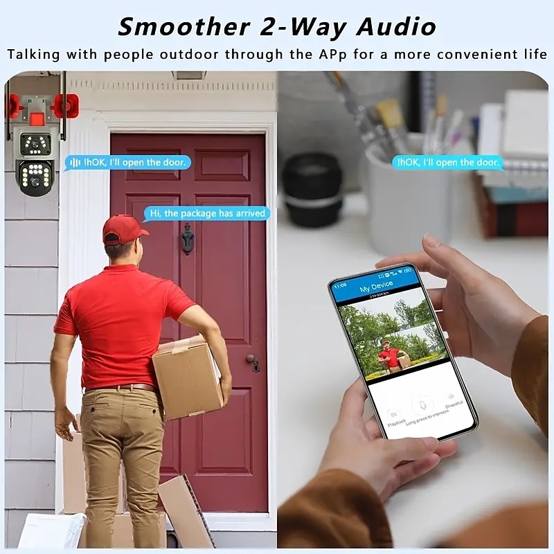 EVKVO 5MP Dual Lens Wireless Security Cameras 10X Digital Zoom Color Night Vision 2-way Audio PTZ Remote Control Auto Tracking Preset Points & Cruise Functions For Home Security3