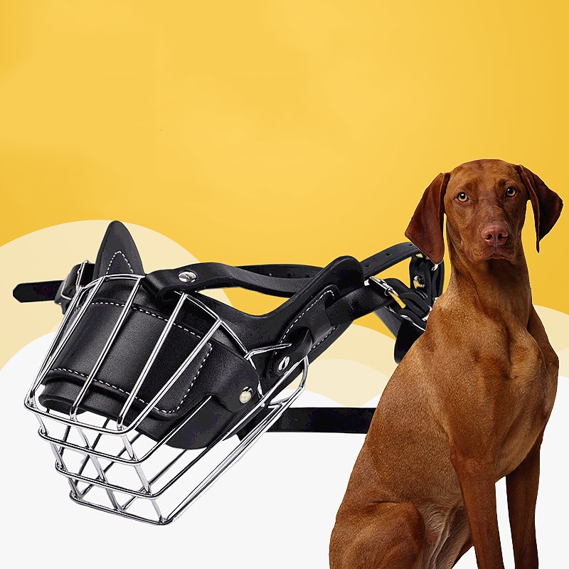 Dog Mouth Cover Pet Mouth Cover Stainless Steel Mouth Cover Anti barking and Anti biting Adjustable Large Dog Mesh Dog Mask