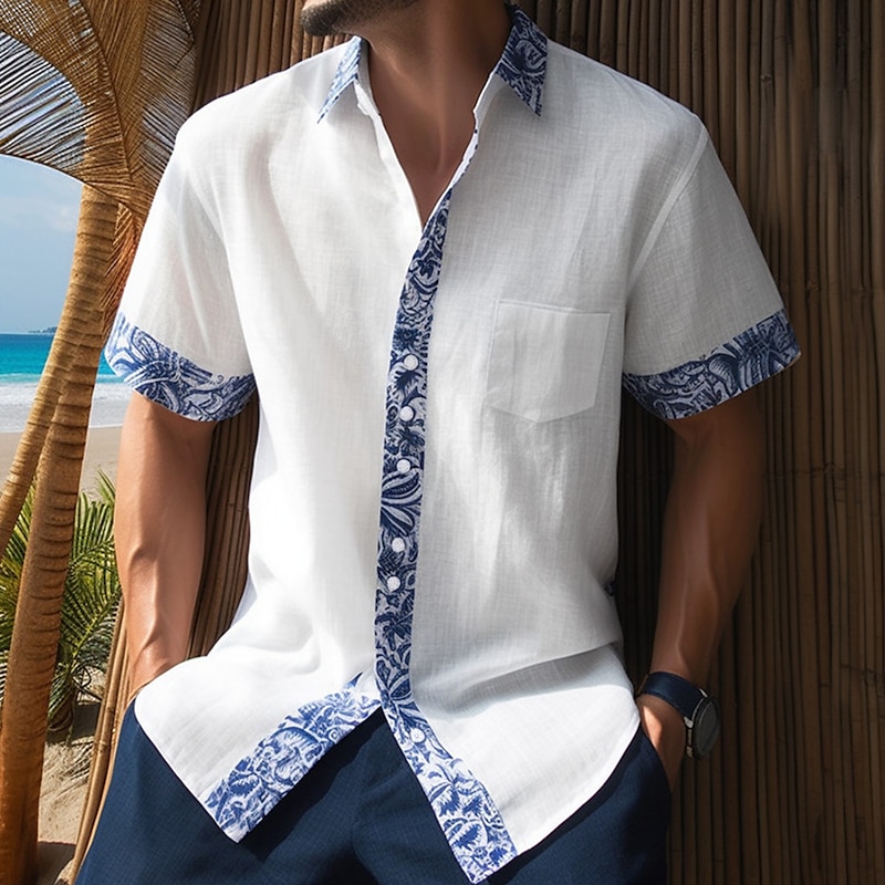 Men's Floral Shirt Summer Hawaiian Shirt Aloha Shirt Short Sleeve Fashion Designer Casual Outdoor Casual Summer Spring Turndown Print Apricot White Yellow Black / Brown Navy Blue4