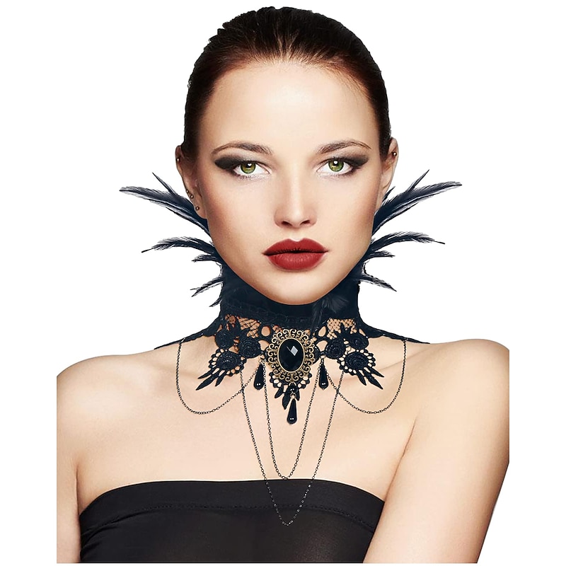 Retro Vintage Punk & Gothic Necklace Feather Collar Witch Maleficent Fancy Dress Women's Fantasy Steampunk Walpurgis Night Masquerade Party / Evening Adults' Neckwear