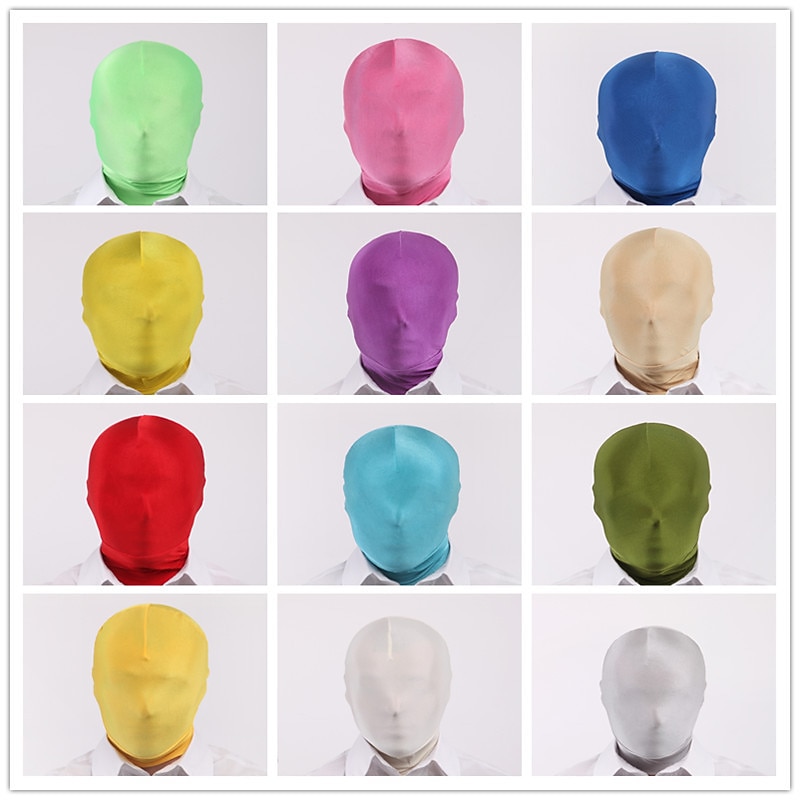 2 Pieces Full Face Mask BW 2nd Skin MasksHalloween Spandex Hood for Unisex Cloth