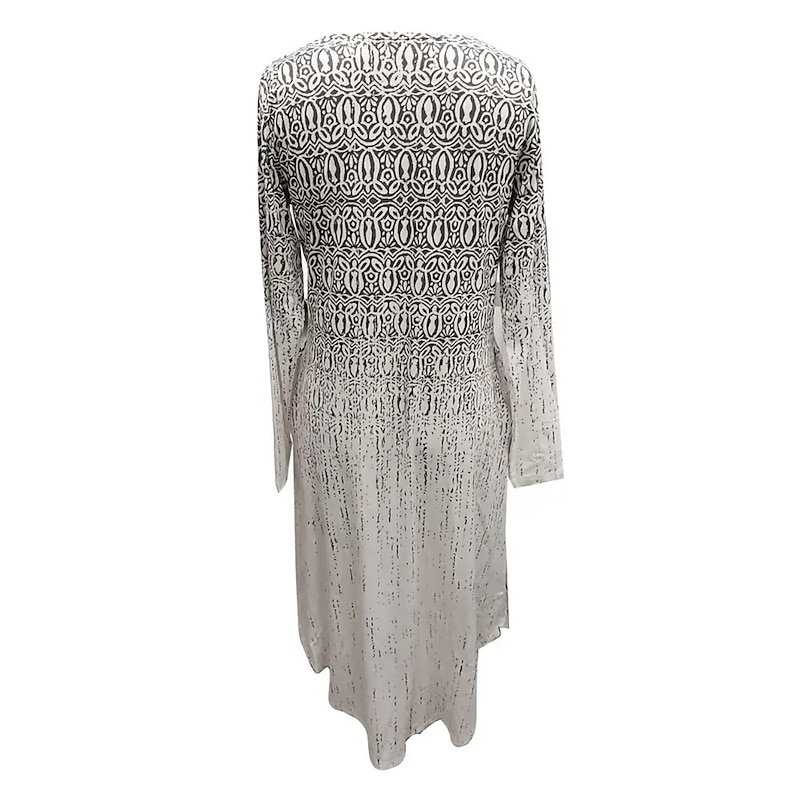 Women's Maxi Dress Ethnic Dress Print Dress Spring Dress Vintage Ethnic Tribal Outdoor Vacation Daily Regular Fit Floral Tribal Long Sleeve Crew Neck White Yellow Wine Blue Summer Spring Fall4