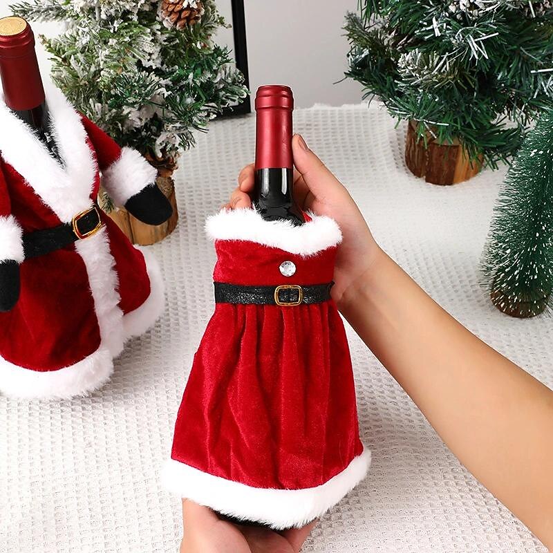 Christmas Wine Decoration Creative Red Wine Bag, Christmas Dress Wine Bottle Cover, Christmas Skirt Wine Bottle Decoration, Christmas Red Wine Cover4
