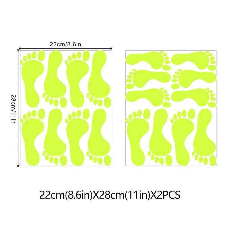 Glow In The Dark Footprint Stickers Decals Luminous Funny Decor for Amusement Park Kindergarten Bedroom Great Wall Decor for Girls and Boys Gift 2PCS for Halloween2