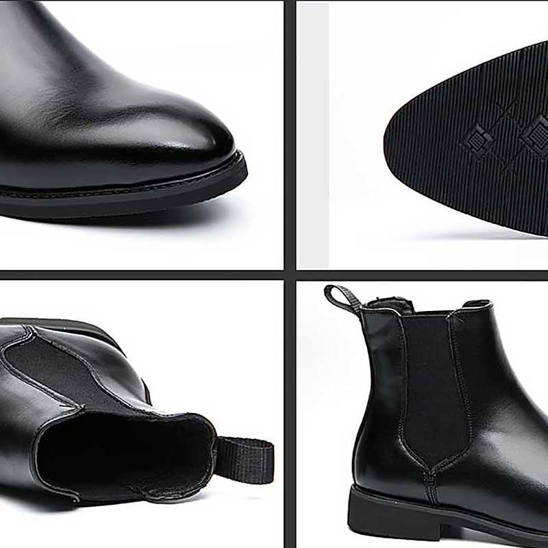 Men's Black Faux Leather Chelsea Boots - Perfect for Business Meetings, Formal Events, and Evening Outfits3