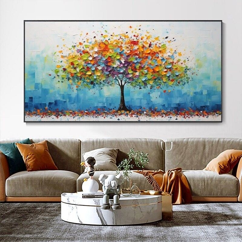 Handmade Oil Painting Canvas Wall Art Decoration Modern Living Room Sofa Background Wall Money Tree for Home Decor Rolled Frameless Unstretched Painting3