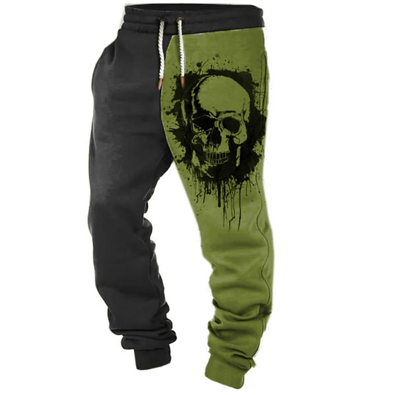 Skull Gothic Men's 3D Print Sweatpants Joggers Pants Trousers Halloween Street Halloween Polyester White Orange Green S M L Mid Waist Elasticity Pants4