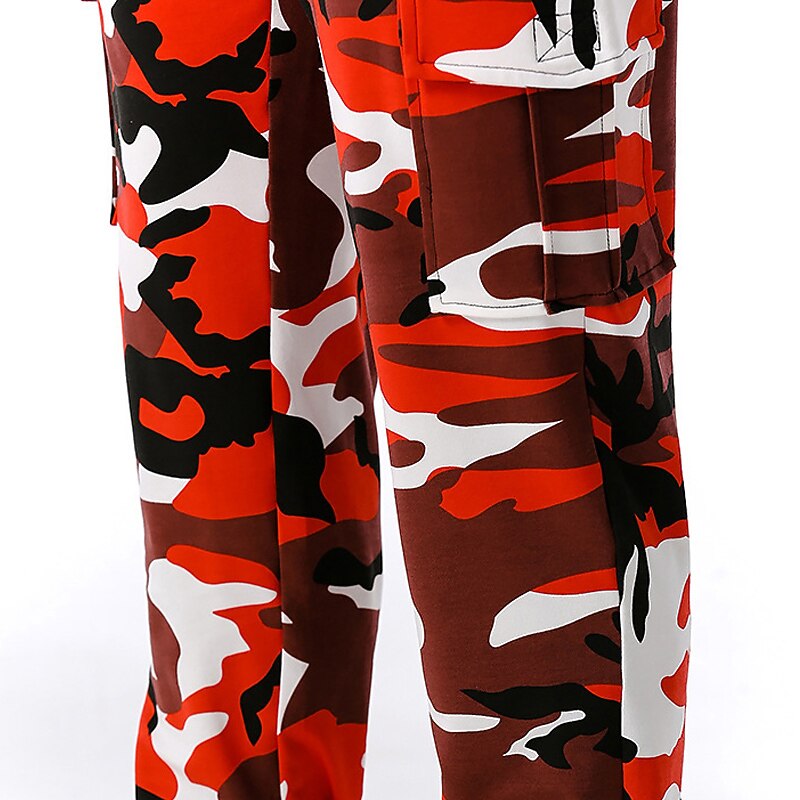 Men's Cargo Pants Cargo Trousers Joggers Camo Pants Pocket Camouflage Comfort Breathable Outdoor Daily Going out Cotton Blend Fashion Casual White Red4