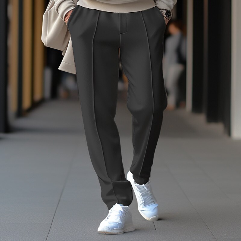 Men's Sweatpants Joggers Trousers Pleated Pants Drawstring Elastic Waist Plain Comfort Breathable Casual Daily Holiday Sports Fashion Black White4
