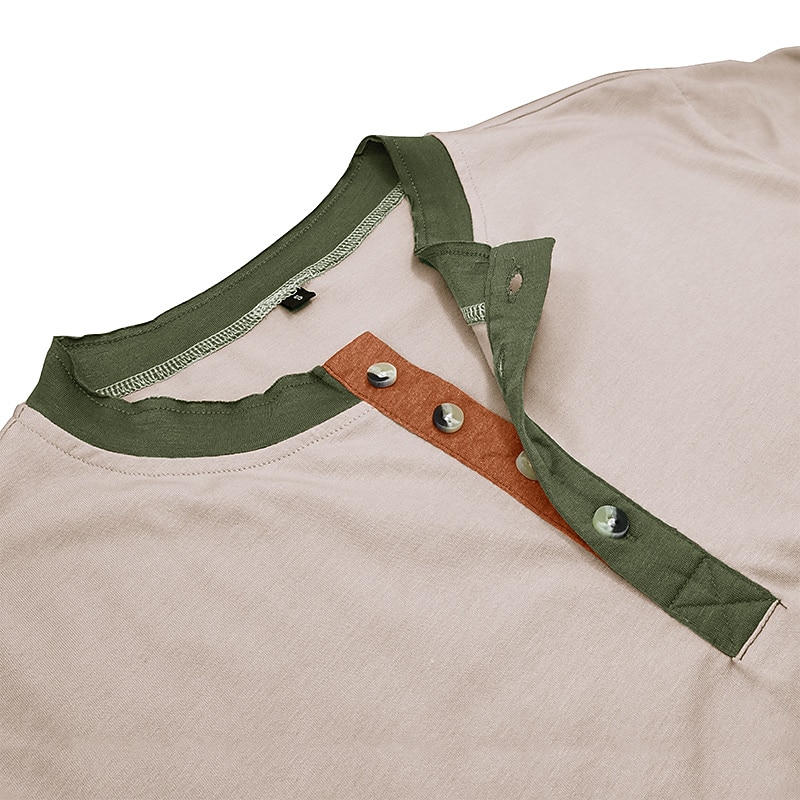 Men's Button T Shirt T Shirt Henley Shirt Tee Top Short Sleeves Henley Summer Plain Fashion Designer Basic Vacation Street Going out White Navy Blue Green Top Tee for Men4