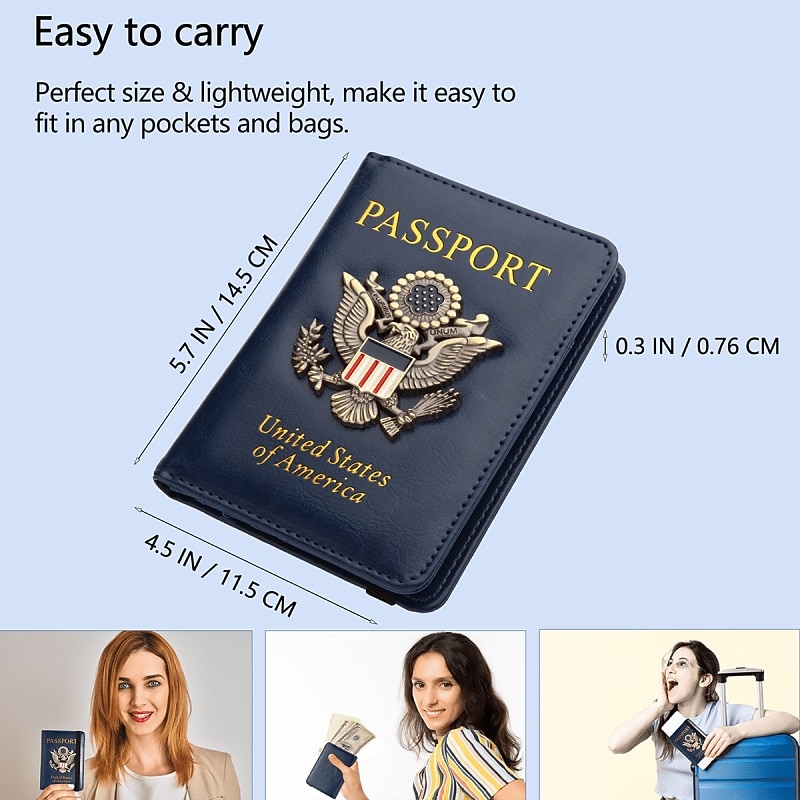 Creative Passport Holder Cover With 3D Metal Badge - RFID Blocking Leather Passport Wallet And Case For Family4